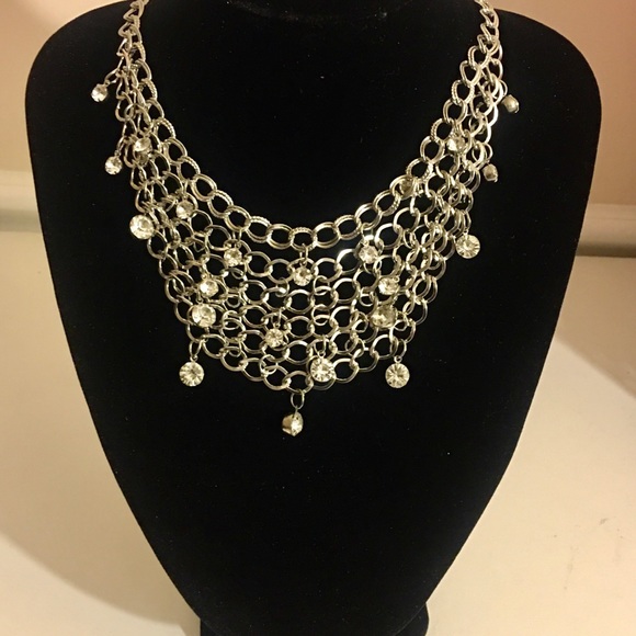 Silver Rhinestone Chain Necklace - Picture 3 of 4